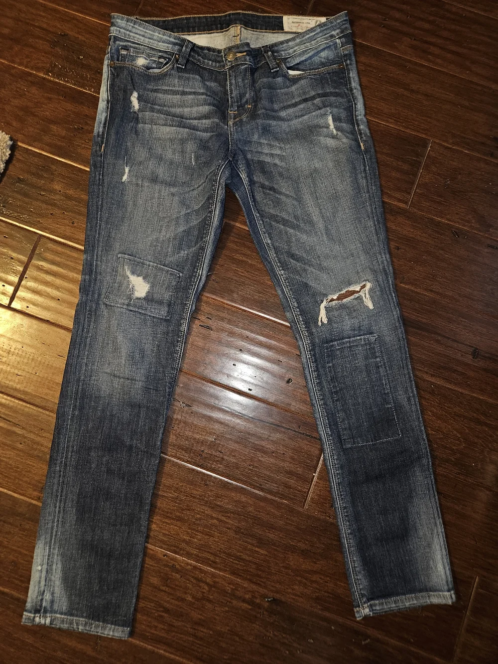 Women's Distressed Blue Denim Jeans - Slim Fit Sz 28x29